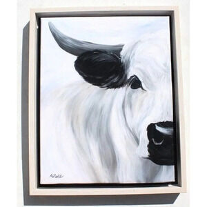 New Cow Face Canvas Wall Art Country Decor Framed Cow Bathroom Decor